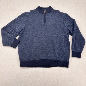 Pendleton Washable Wool 1/4 Zip Navy Blue Sweater Pullover Long Sleeve Mens XL